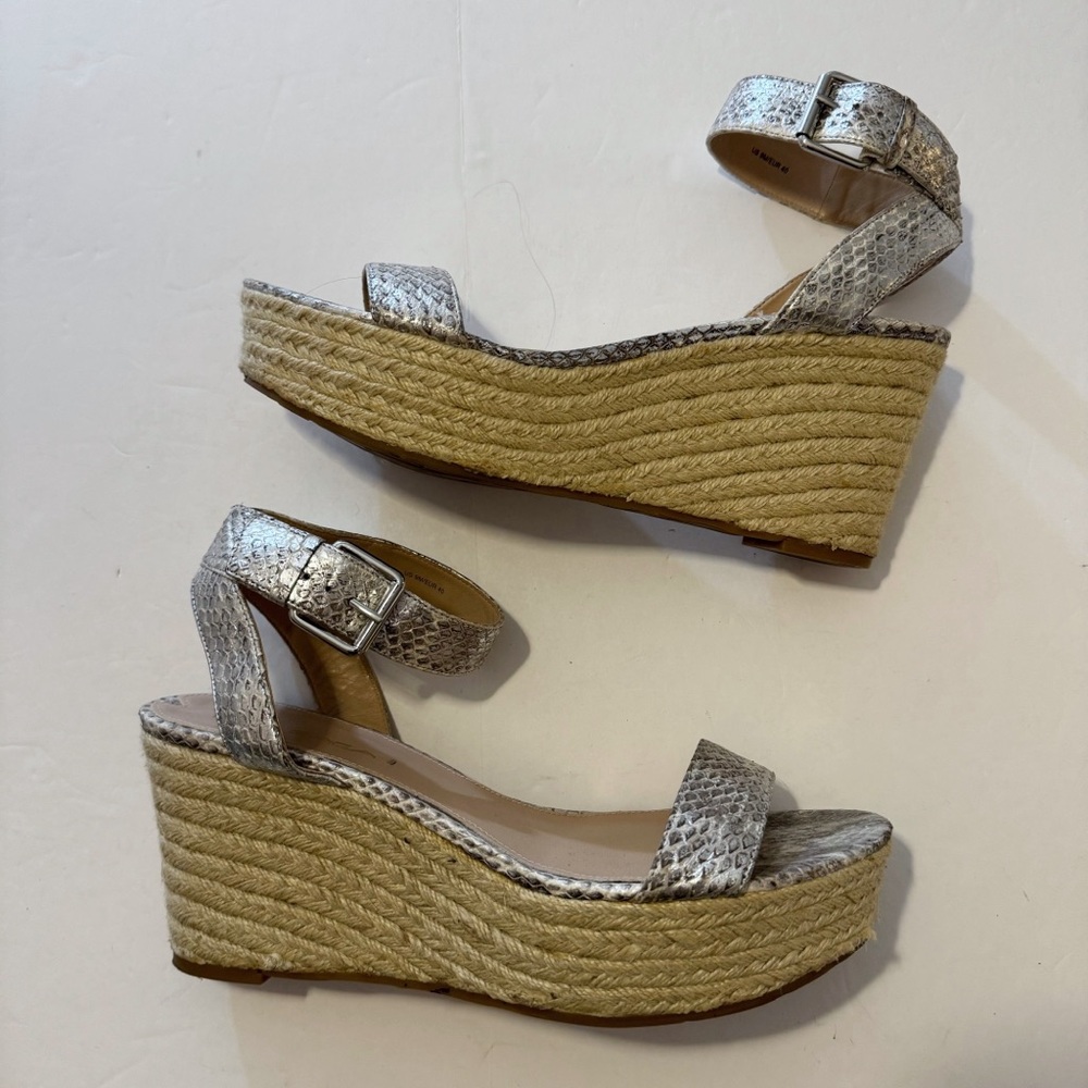 Via Spiga Silver Snakeskin Espadrilles